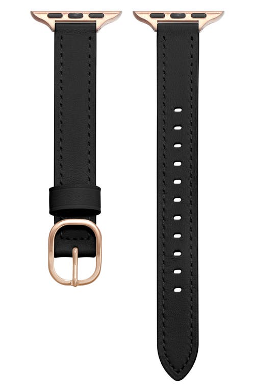 Carmen Leather Apple Watch Watchband in Black