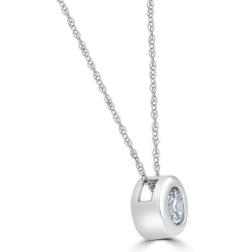 Bliss Diamond 14k White Gold Bezel Pendant Lab Grown In 14k White Gold
