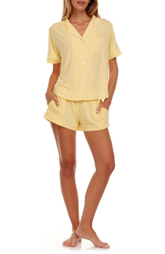 Shop Flora By Flora Nikrooz Annie Shirt & Shorts 2-piece Pajama Set In Custard