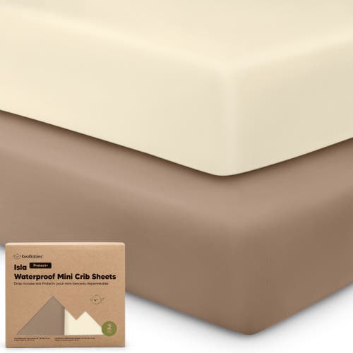 Keababies 2-pack Isla [protect+] Waterproof Mini Crib Sheets In Brown