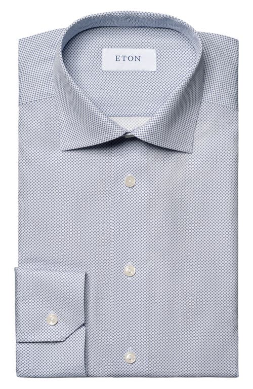 ETON ETON SLIM FIT MICROPRINT COTTON TWILL DRESS SHIRT 