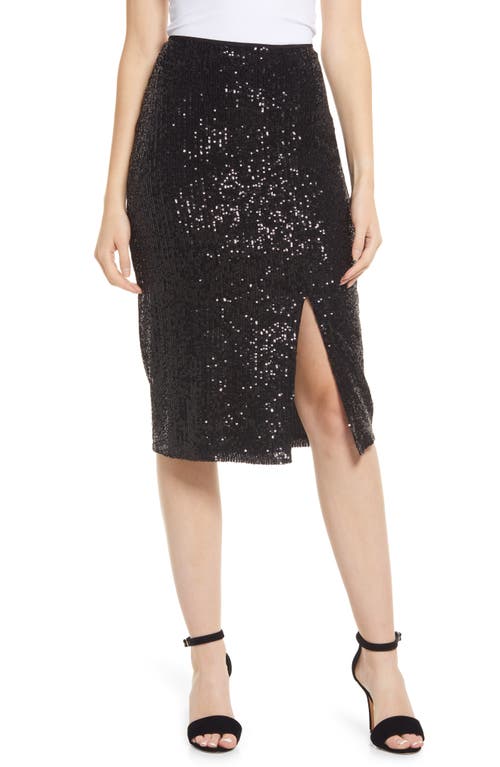 halogen(r) Sequin Side Slit Skirt in Black