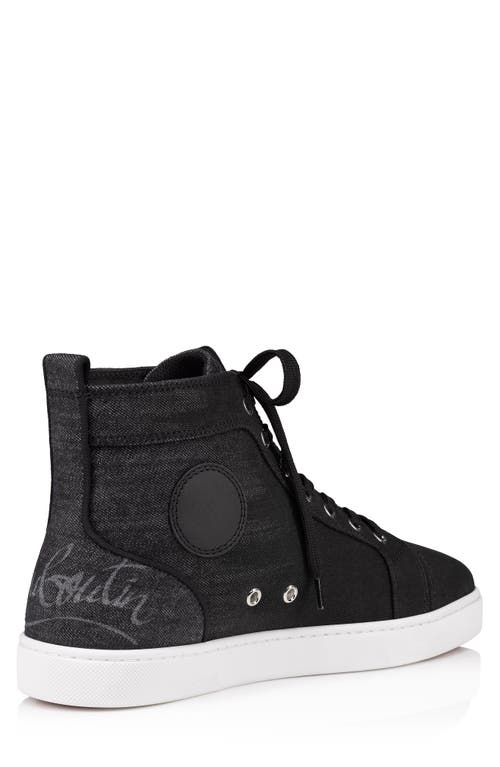 Shop Christian Louboutin Fun Louis Flat Denim High Top Sneaker In Black-black