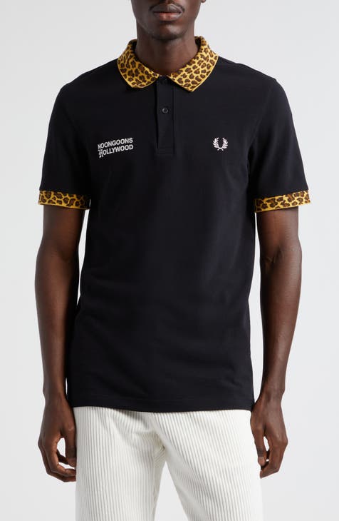 x Noon Goons Embroidered Leopard Trim Cotton Piqué Polo