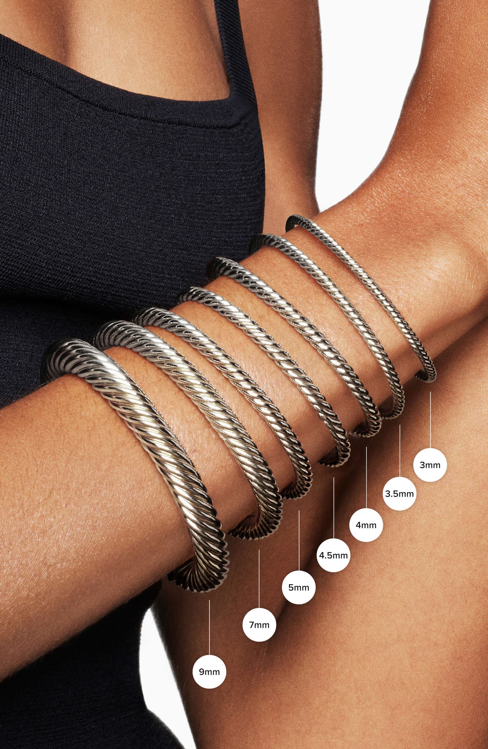 David Yurman Cable Classics Bracelet with Diamonds and 18K Gold, 7mm