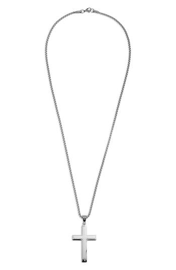 American Exchange Cross Pendant Necklace & Stud Earrings Set In Silver
