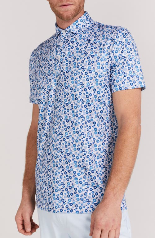 Shop Redvanly Beech Floral Performance Polo In Mazarine Blue