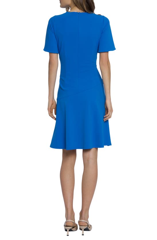 Shop Maggy London Side Pleated Dress In Ocean Blue