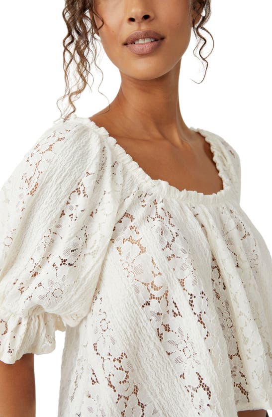 Shop Free People Stacey Puff Sleeve Lace Top In Ivory