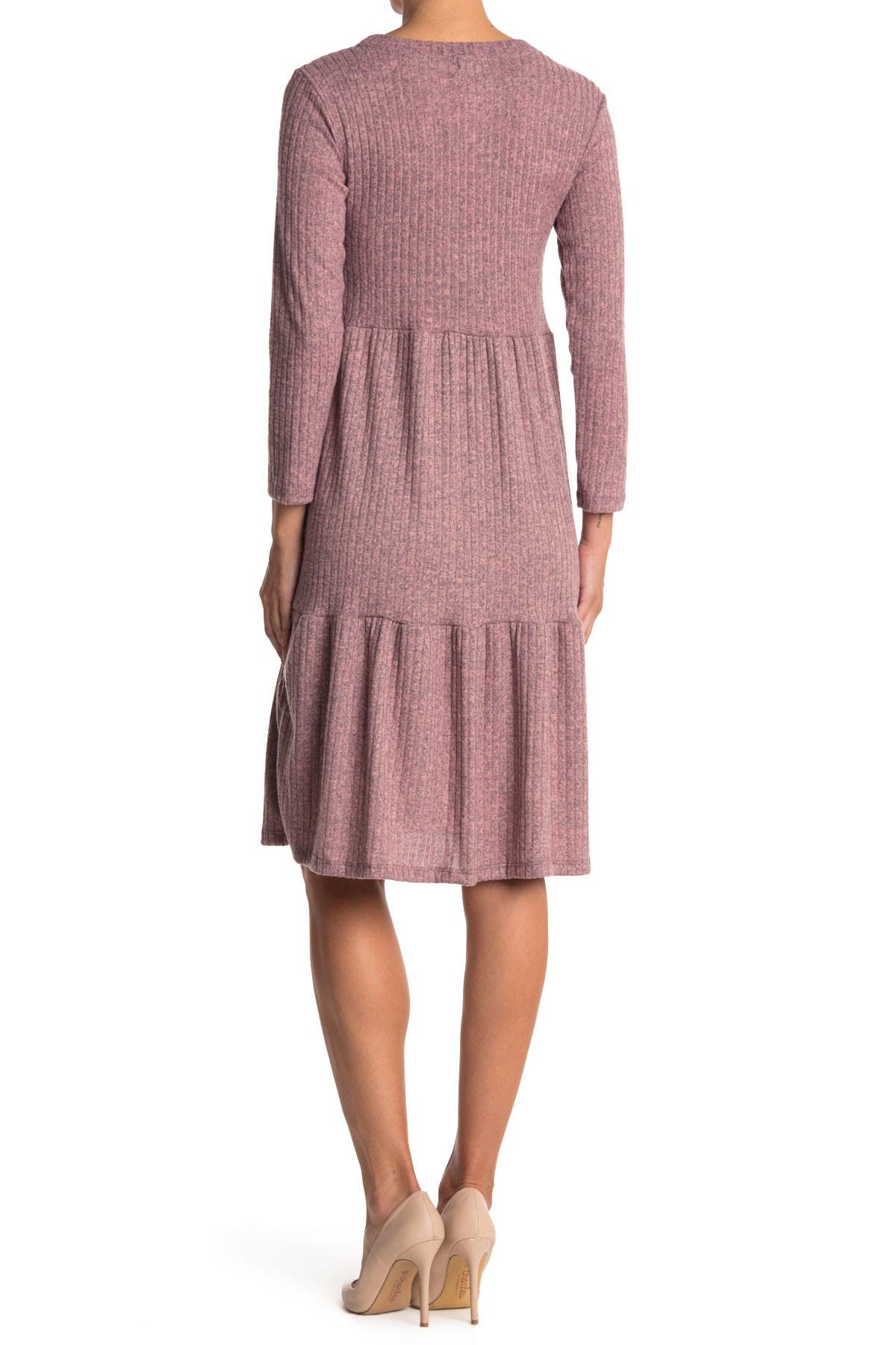 crew neck midi dress with sleeves