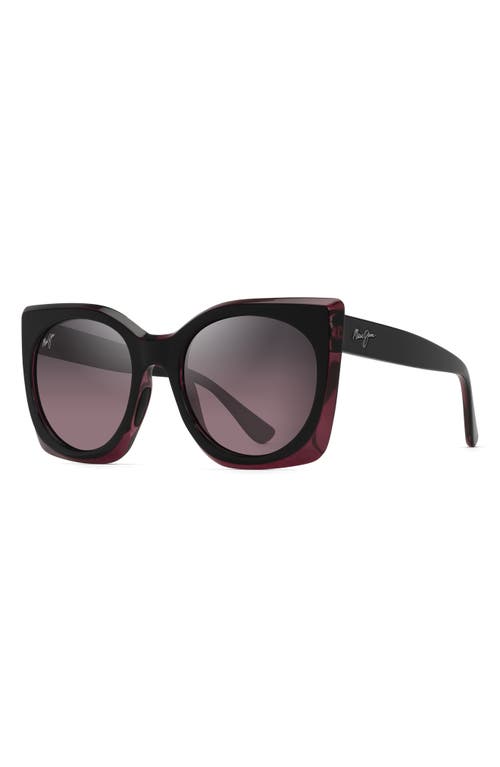 Maui Jim Pakalana 53mm Polarized Plus2® Cat Eye Sunglasses In Black Cherry/raspberry