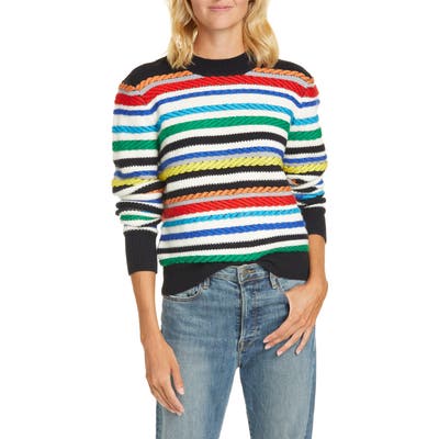 La Ligne Fair Isle Mix Stitch Merino Wool Sweater, Ivory