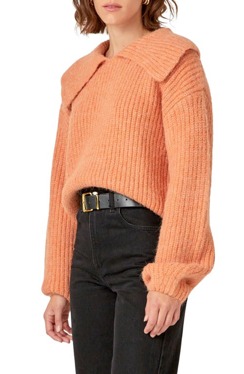 English Factory Collar Chunky Sweater In Peach