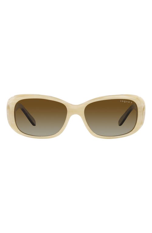 55mm Gradient Polarized Rectangular Sunglasses in Beige Horn