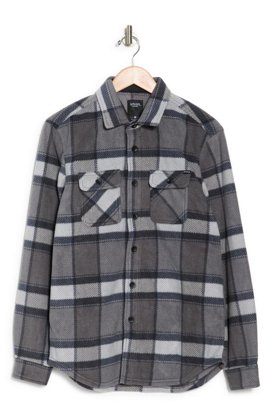 Union Cascade Buffalo Plaid Microfleece Button-up Shirt In Coal
