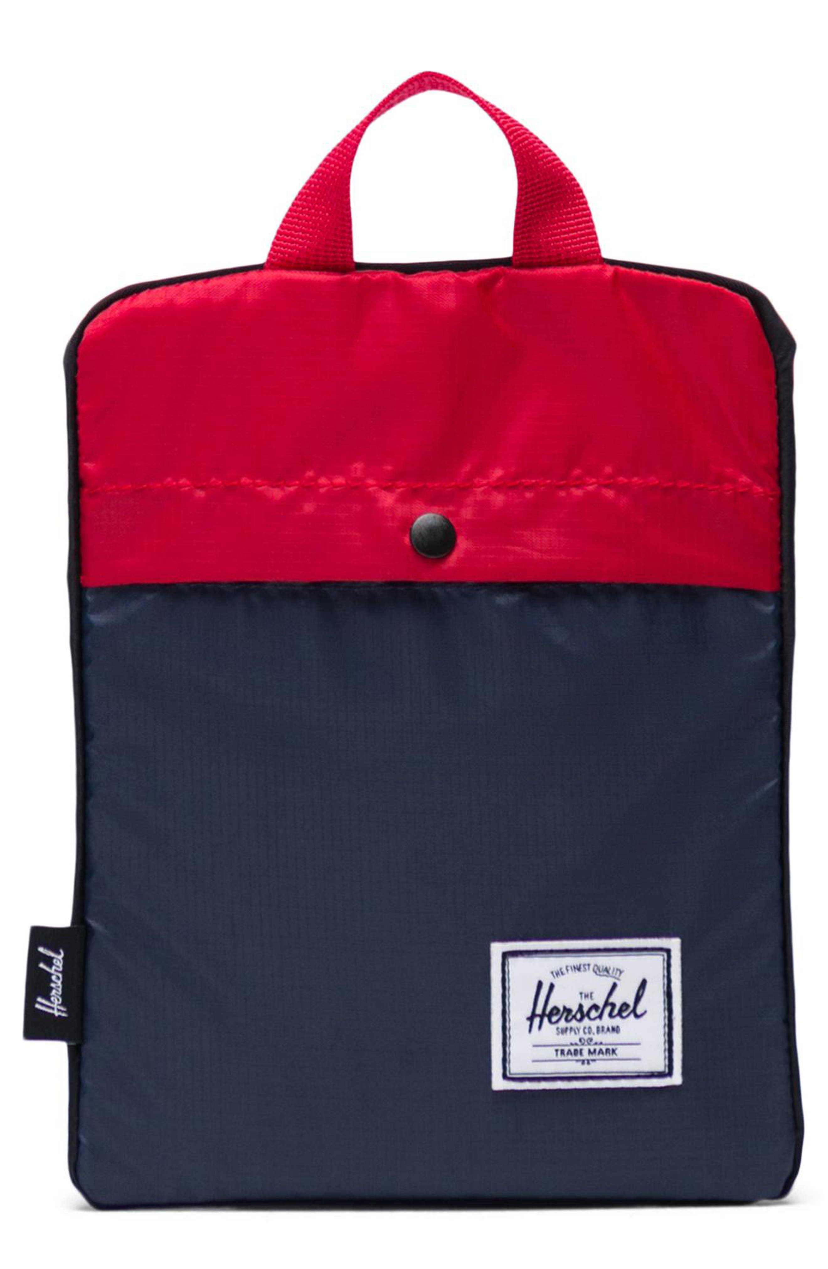 Herschel Supply Co Packable Duffle Bag In Navy/red Leather
