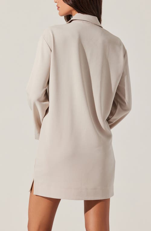 Astr The Label Collar Long Sleeve Shift Dress In Cream