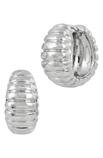Savvy Cie Jewels Textured Snail Huggie Hoop Earrings In White
