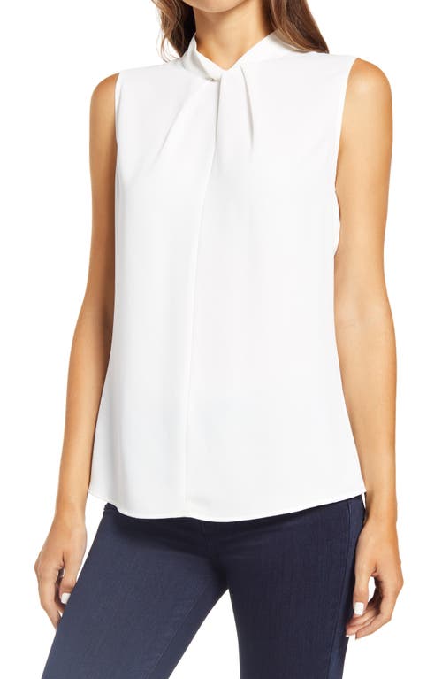 Ming Wang Twist Neck Sleeveless Top in White