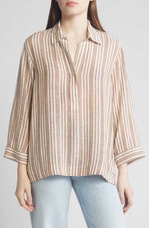 Rails Banks Stripe Linen Blend Leno Shirt Palo Santo at Nordstrom,