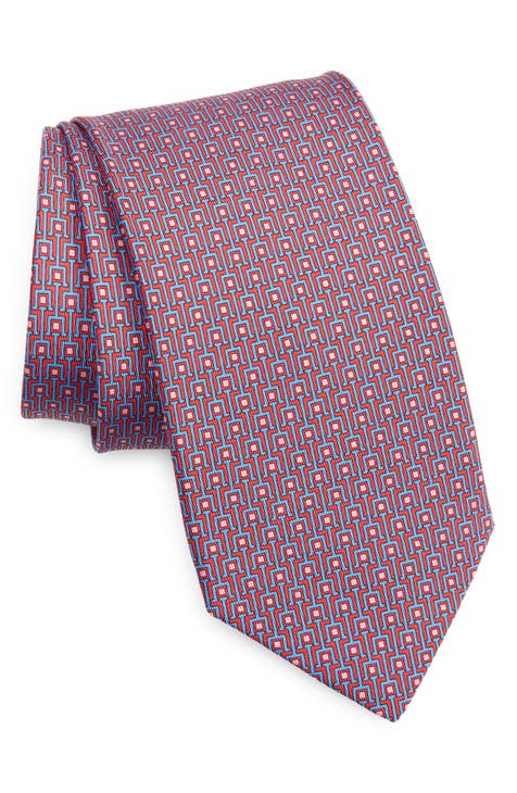 Ferragamo Logo-print Silk Tie in Purple for Men