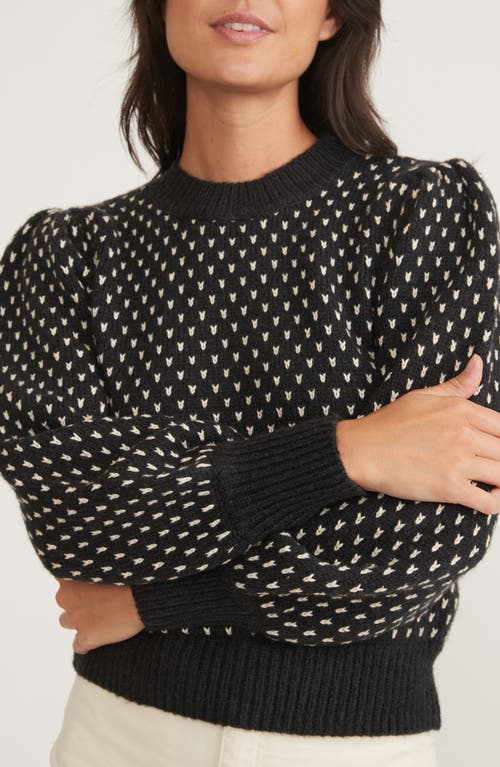 Shop Marine Layer Alma Puff Sleeve Sweater In Blackwhite