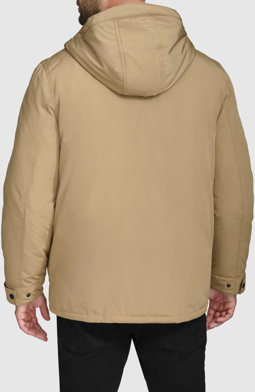 Cole Haan Down & Feather Fill Hooded Puffer Coat In Camel