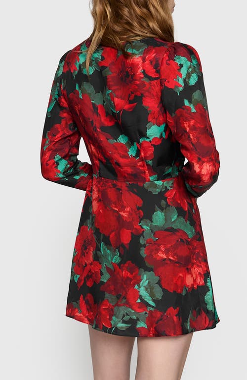 Shop Rebecca Minkoff Aiden Floral Long Sleeve Minidress In Black Rose