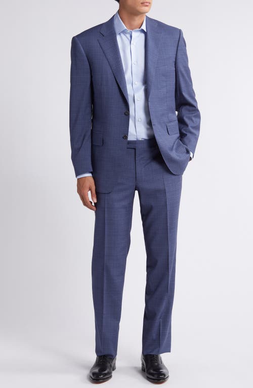 Shop Canali Siena Regular Fit Plaid Stretch Wool Suit In Light Blue