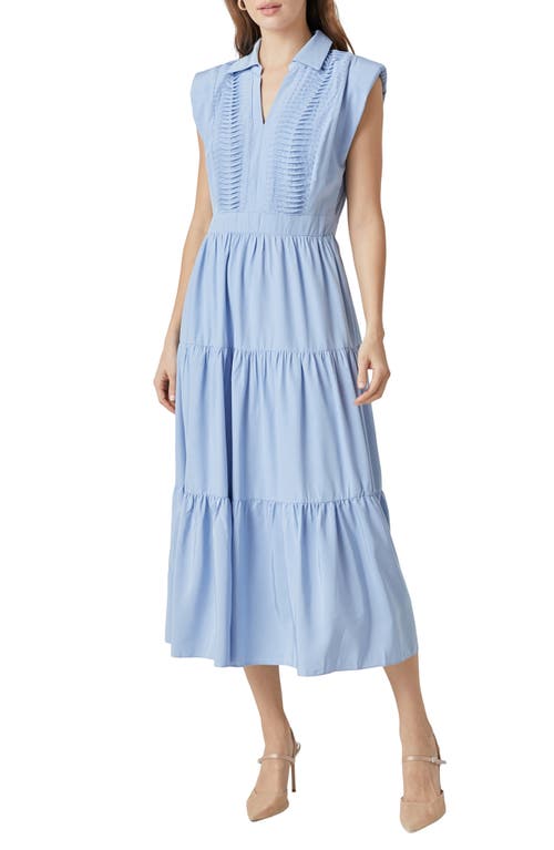 Endless Rose Pintuck Detail Tiered Midi Dress Powder Blue at Nordstrom,