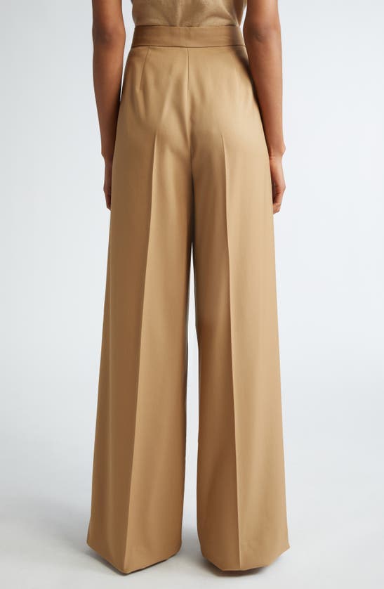 Shop Max Mara Senna Virgin Wool Wide Leg Pants In Honey