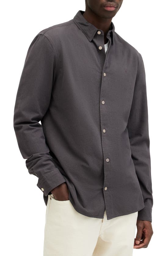 Shop Allsaints Lovell Slim Fit Button-up Shirt In Shaded Grey