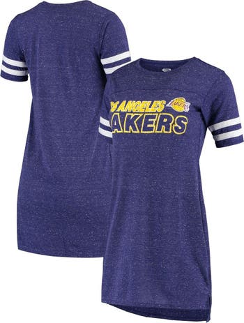 Los Angeles Lakers College Concepts Women's Boyfriend Button-Up Nightshirt  - Purple/Gold