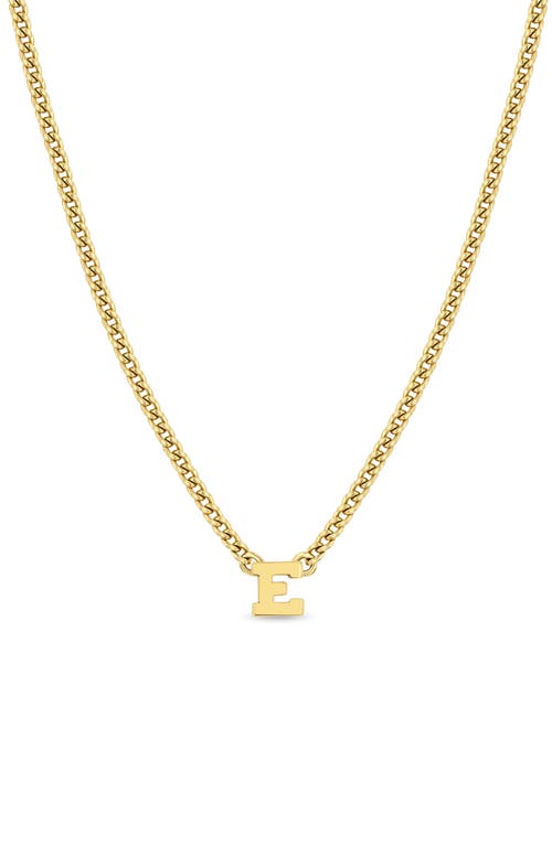 Zoë Chicco Curb Chain Initial Pendant Necklace in Yellow Gold-E at Nordstrom, Size 16
