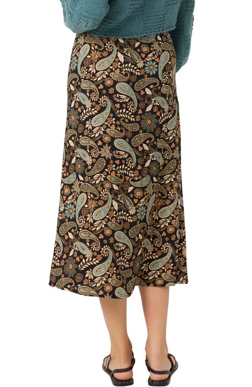 Shop O'neill Sunni Rosalia Paisley Midi Skirt In Black