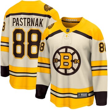 Men's Fanatics Branded David Pastrnak Black Boston Bruins Team Authentic Stack Name & Number T-Shirt