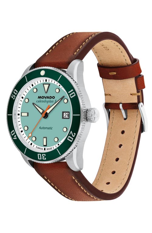 Movado Men's Calendoplan S Swiss Automatic Cognac Leather Watch 40mm In Blue
