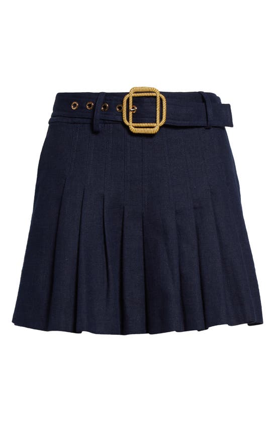 Shop Ramy Brook Landry Belted Pleated Miniskirt In Spring Navy