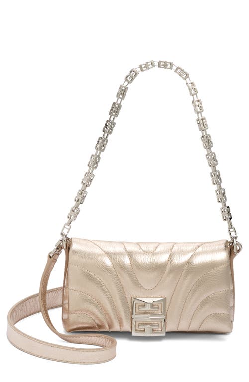 Givenchy Micro 4G Soft Quilted Metallic Leather Crossbody Bag in Dusty Gold at Nordstrom