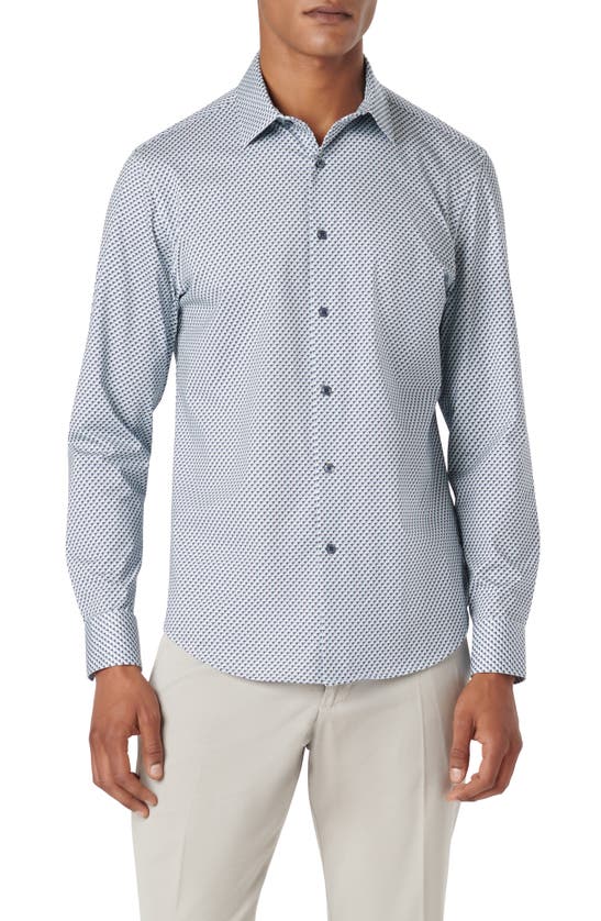 Shop Bugatchi James Ooohcotton® Geo Print Button-up Shirt In Turquoise