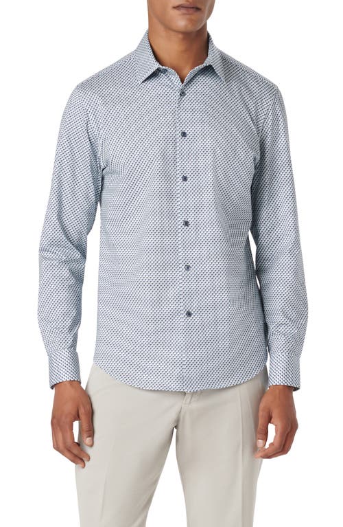 Bugatchi James OoohCotton Geo Print Button-Up Shirt Turquoise at Nordstrom,