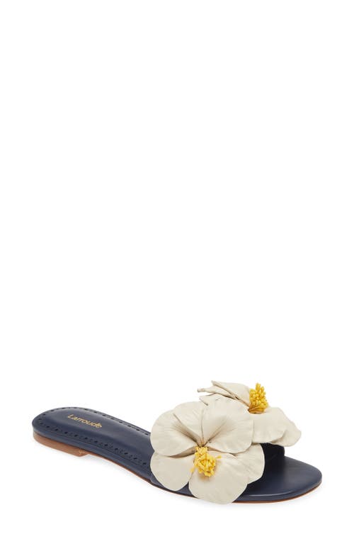 Larroude Larroudé Magnolia Slide Sandal In Blue/ivory