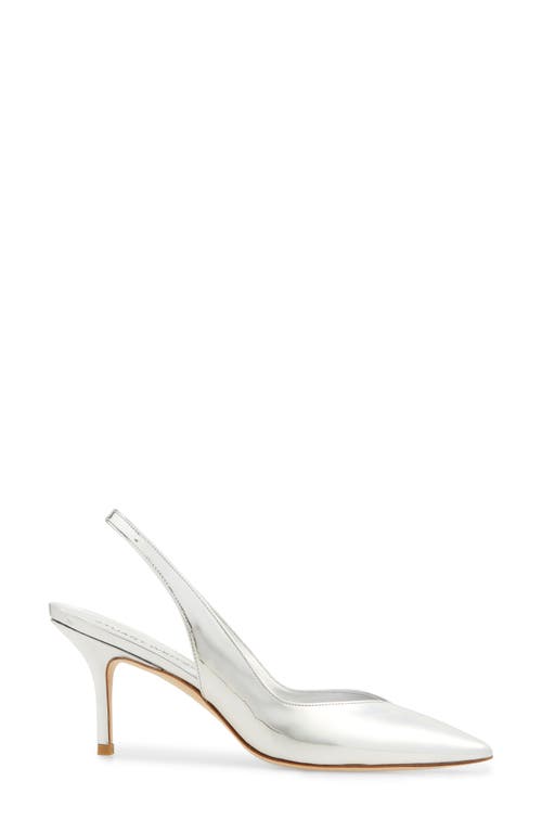 Shop Stuart Weitzman Eva Pointed Toe Slingback Pump In Silver