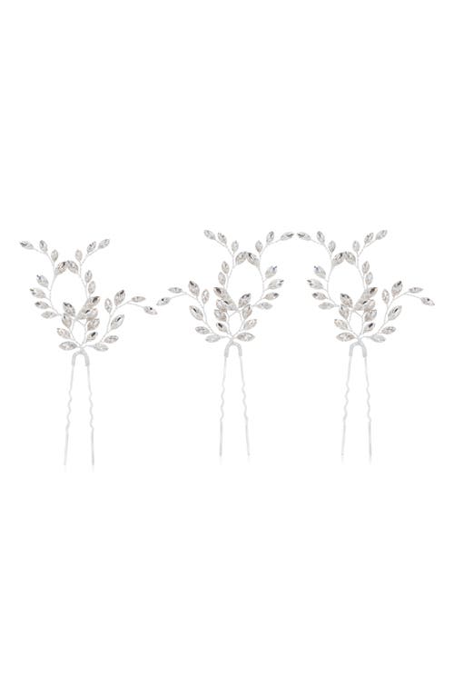 Brides & Hairpins Fawn Set of 3 Swarovski Crystal Hair Pins in Silver at Nordstrom