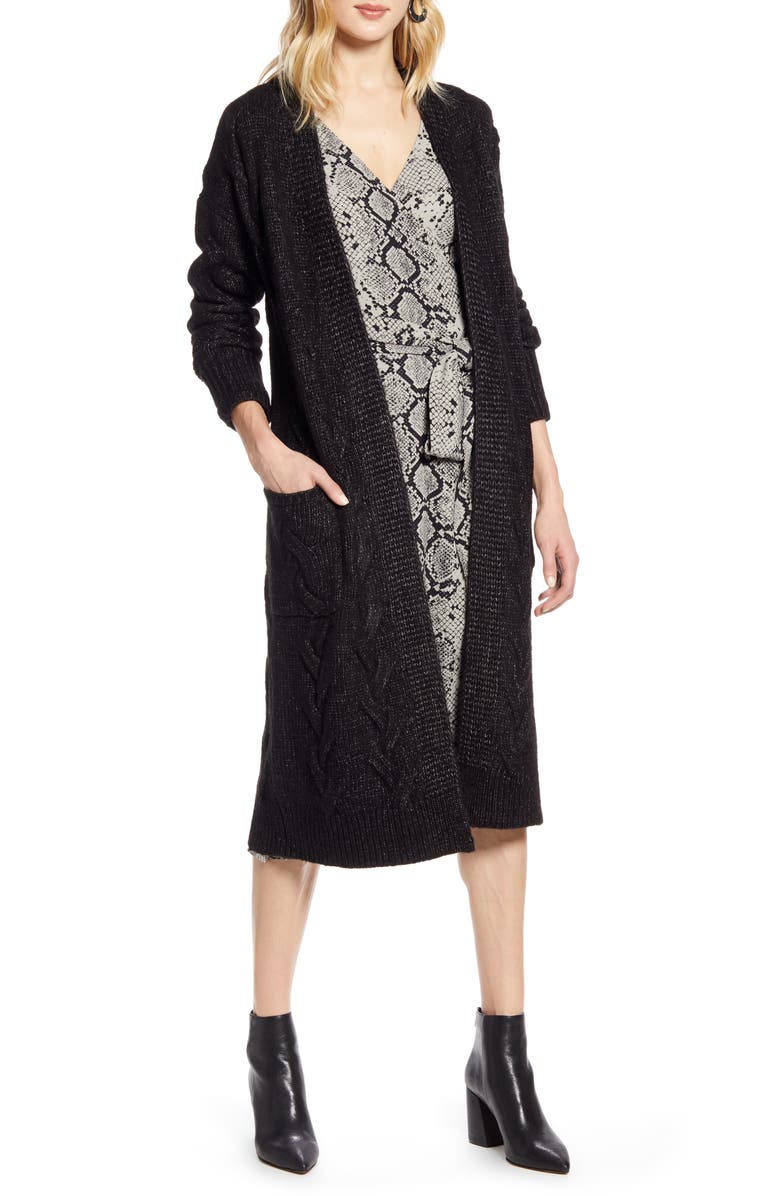 Halogen® Cable Knit Long Cardigan (Regular & Petite) Nordstrom