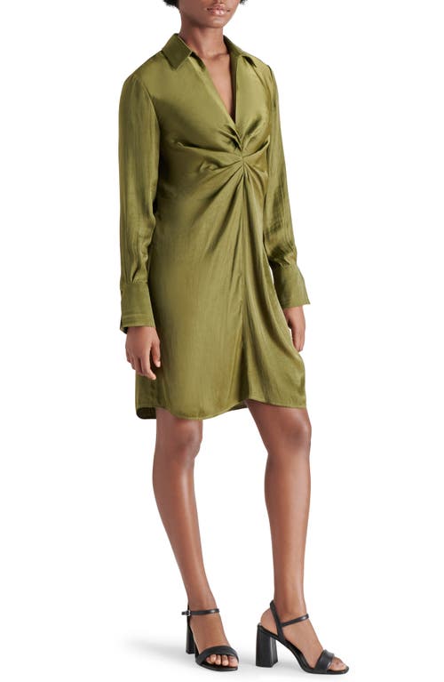 Shop Steve Madden Joanna Long Sleeve Shirtdress In Olive