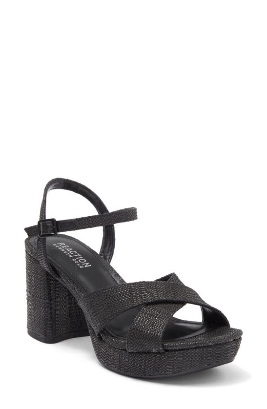 Kenneth Cole Reaction Reeva Platform Sandal In Black Weave