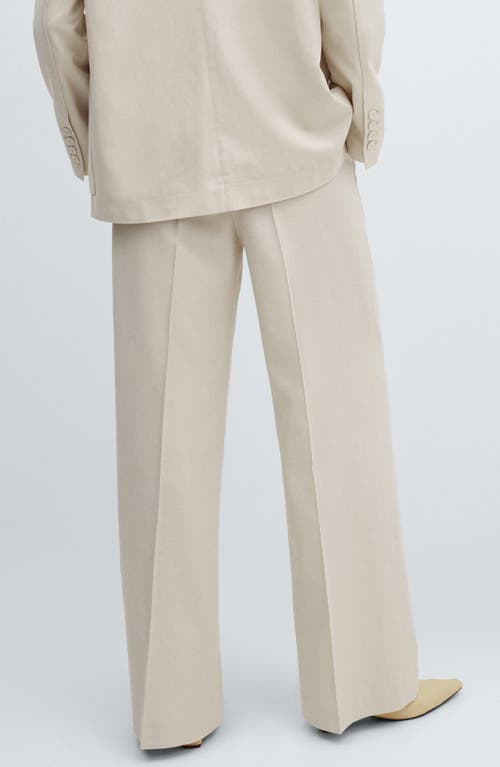 Mango Pleat Front Wide Leg Suit Pants In Light Pastel Grey