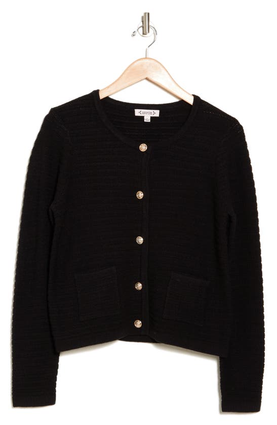 Nanette Lepore Cable Knit Cardigan In Very Black