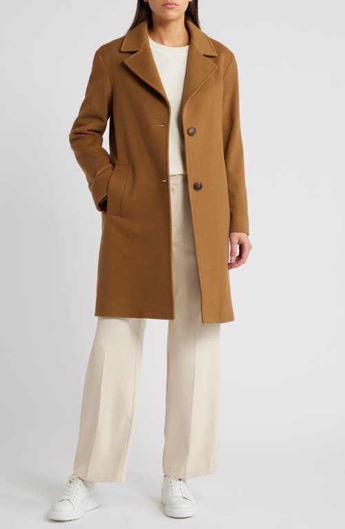 Shop Fleurette Jones Pickstitch Detail Wool Coat In Vicuna